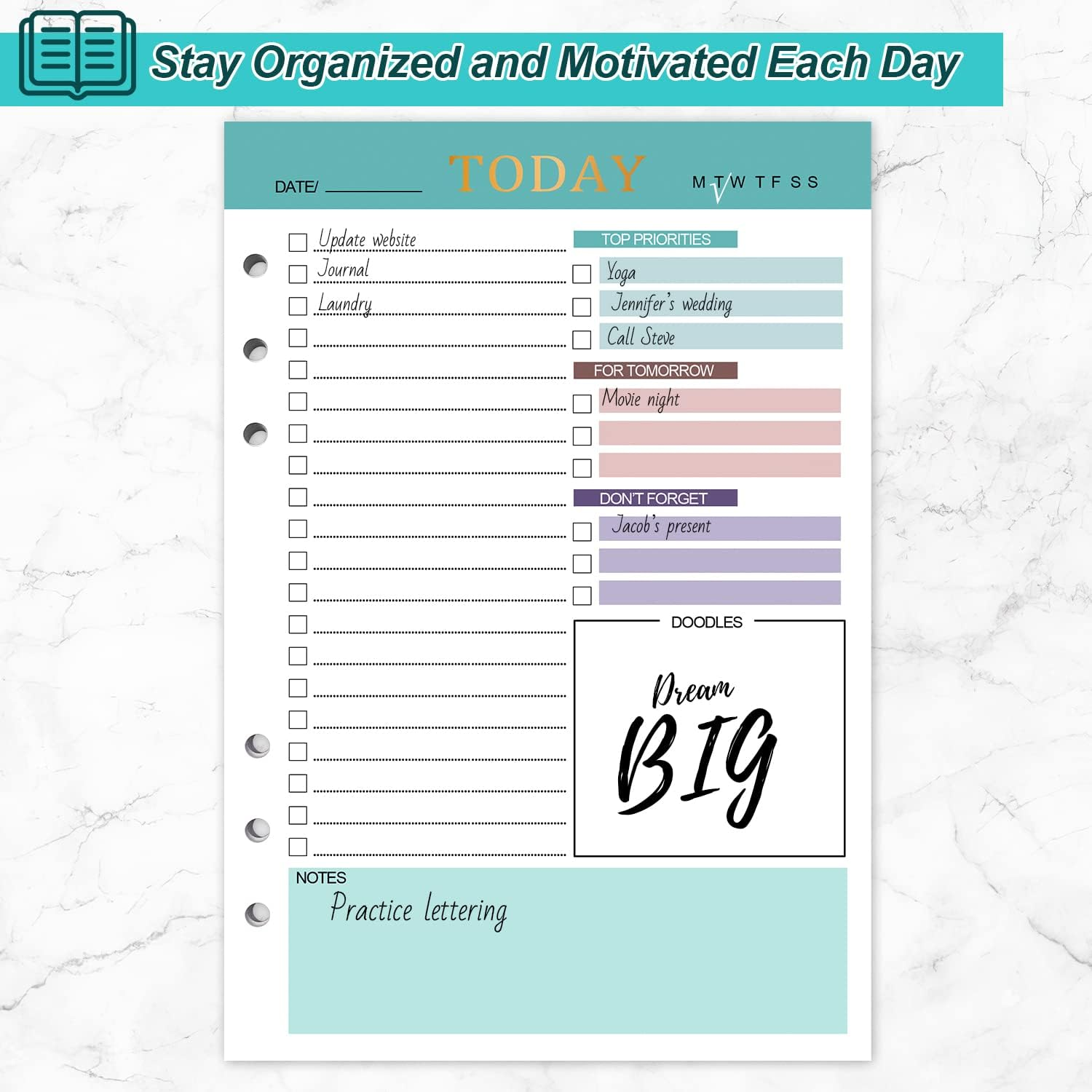 A5 Refill Paper Planner Inserts, 3 Pack 6 Holes Loose Leaf Refill Paper, 300 Pages Budget Planner Binder Inserts Journals Notebook for Memo, to Do List, Planners 21 X 14.2Cm image number 5