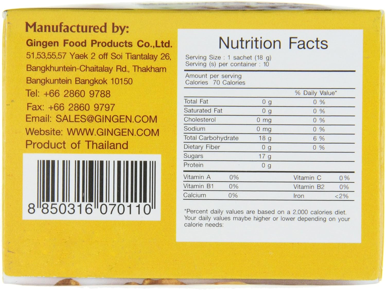 Gingen Instant Ginger Tea with Honey 18 G (Pack of 10 Sachets) image number 5