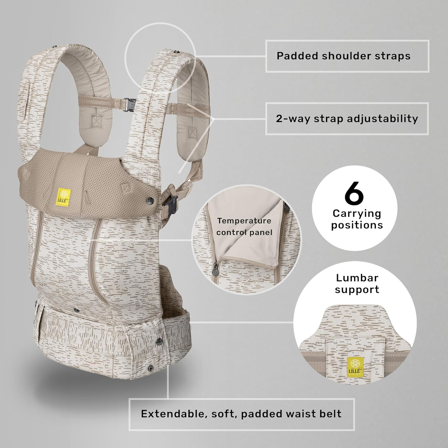 Lillebaby Complete 6-In-1 All Seasons Baby Carrier, Coastal Sand image number 4