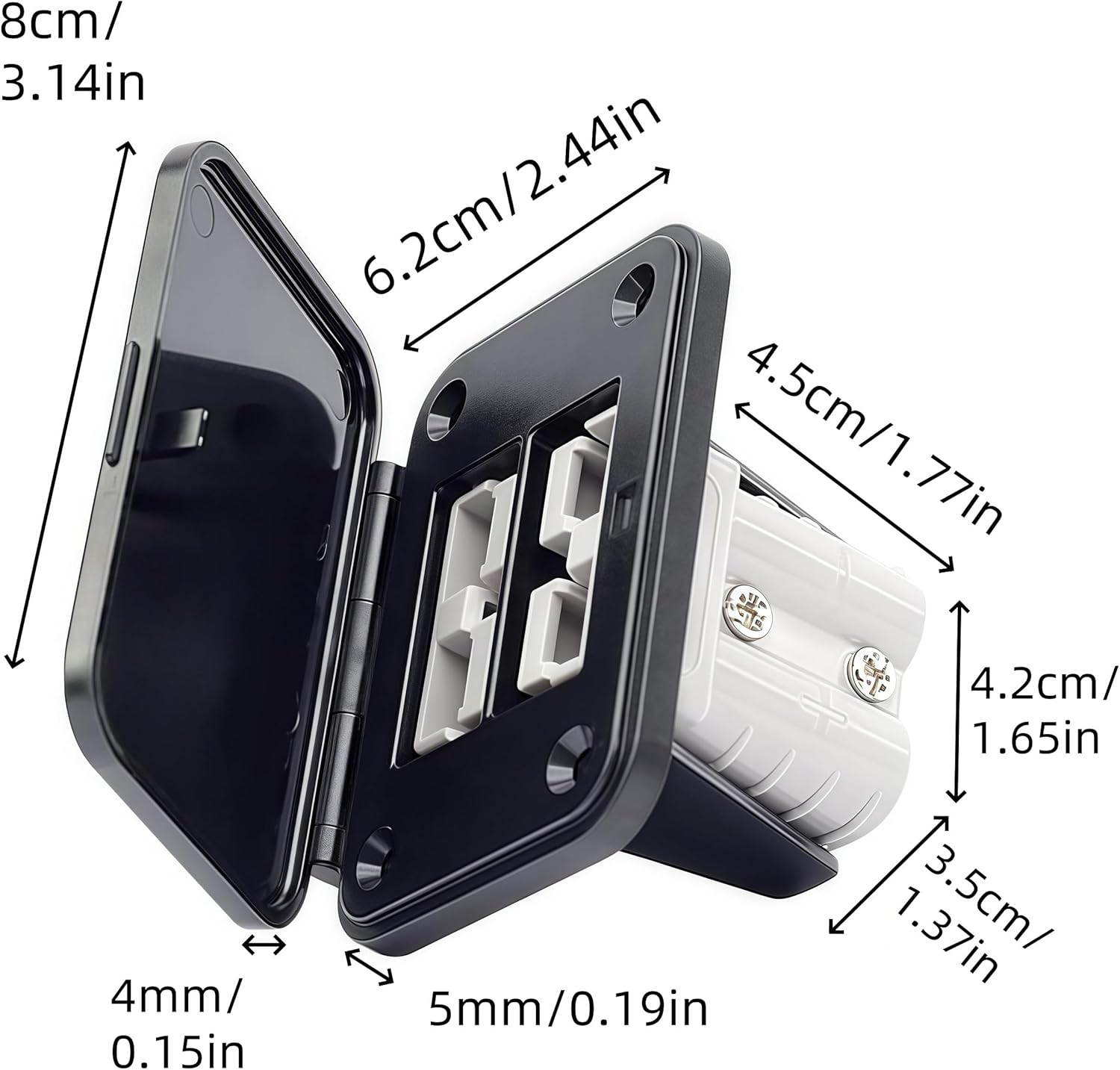 2 Sets Plug Connectors with Mounting Bracket Panel,50A Flush Mount Recessed Plate,With Dustproof Cover and Waterproof Gasket,For Variety of Large Vehicles,Compatible with Anderson SB50 Series image number 1