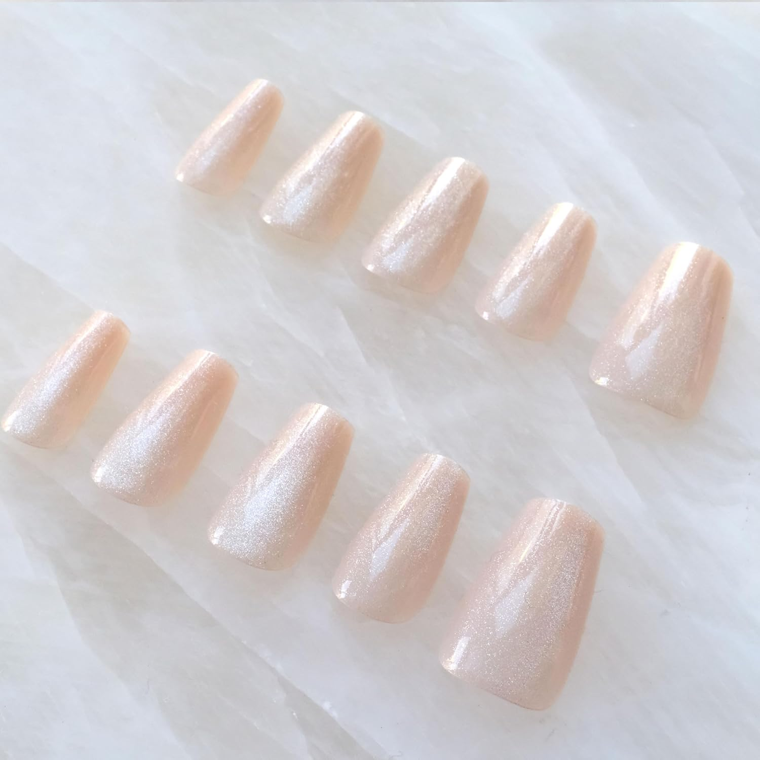 Glossy Ballerina Cat Eye Press-On False Nails, Elegant Design, Matte 24 Pcs (Nude, 24 Pcs) image number 4