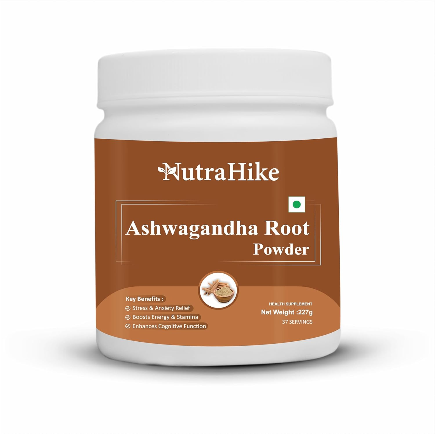 Nutrahike Organic Ashwagandha Root Powder 227G &ndash; Natural Stress Relief, Boosts Energy & Immunity, Supports Mental Clarity & Relaxation, Adaptogenic Superfood for Wellnes
