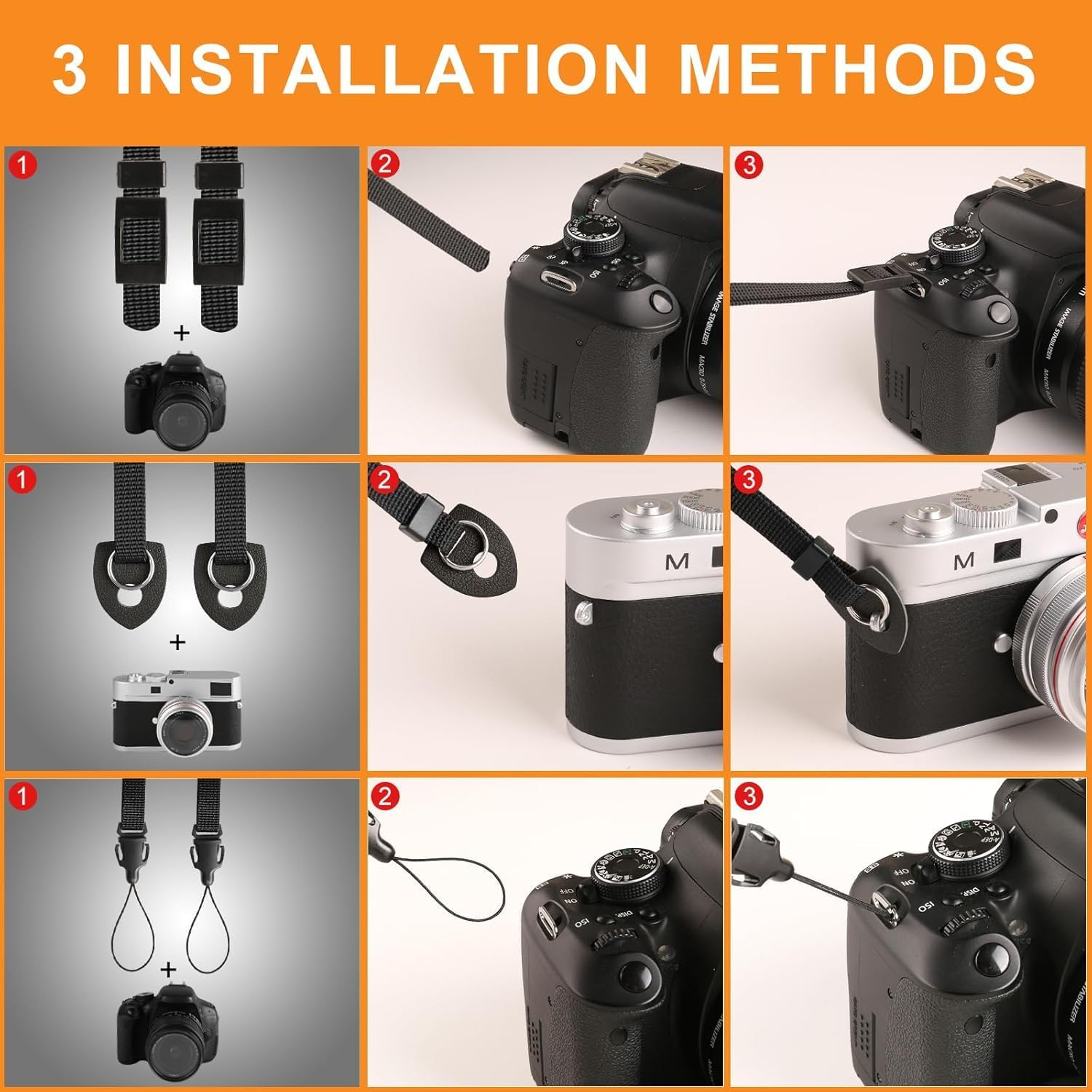 Camera Strap, Retro Cotton Camera Shoulder Straps Adjustable Camera Neck Strap for All Cameras Dslr/Slr/Mirrorless Sony Canon Nikon Olympus Photographer'S Assistant - Black And White Square image number 6