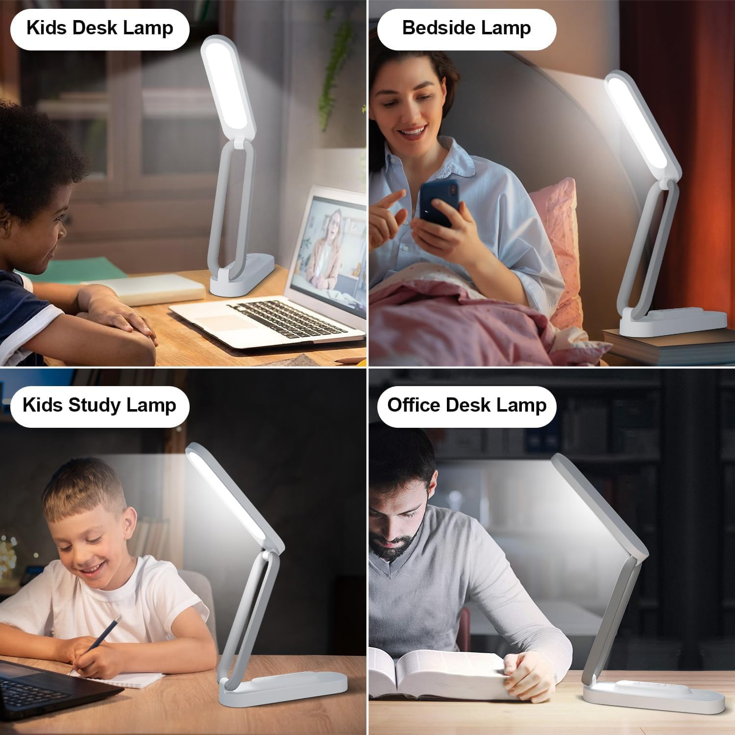 LED Desk Lamp for Office Home & Battery Operated Lamp Rechargeable Lamp Foldable & Portable Light, Bedside Table Lamp LED Desk Light Strip, 3 Brightness Dimmable Small Desk Lamp Wireless Reading Lamp image number 4