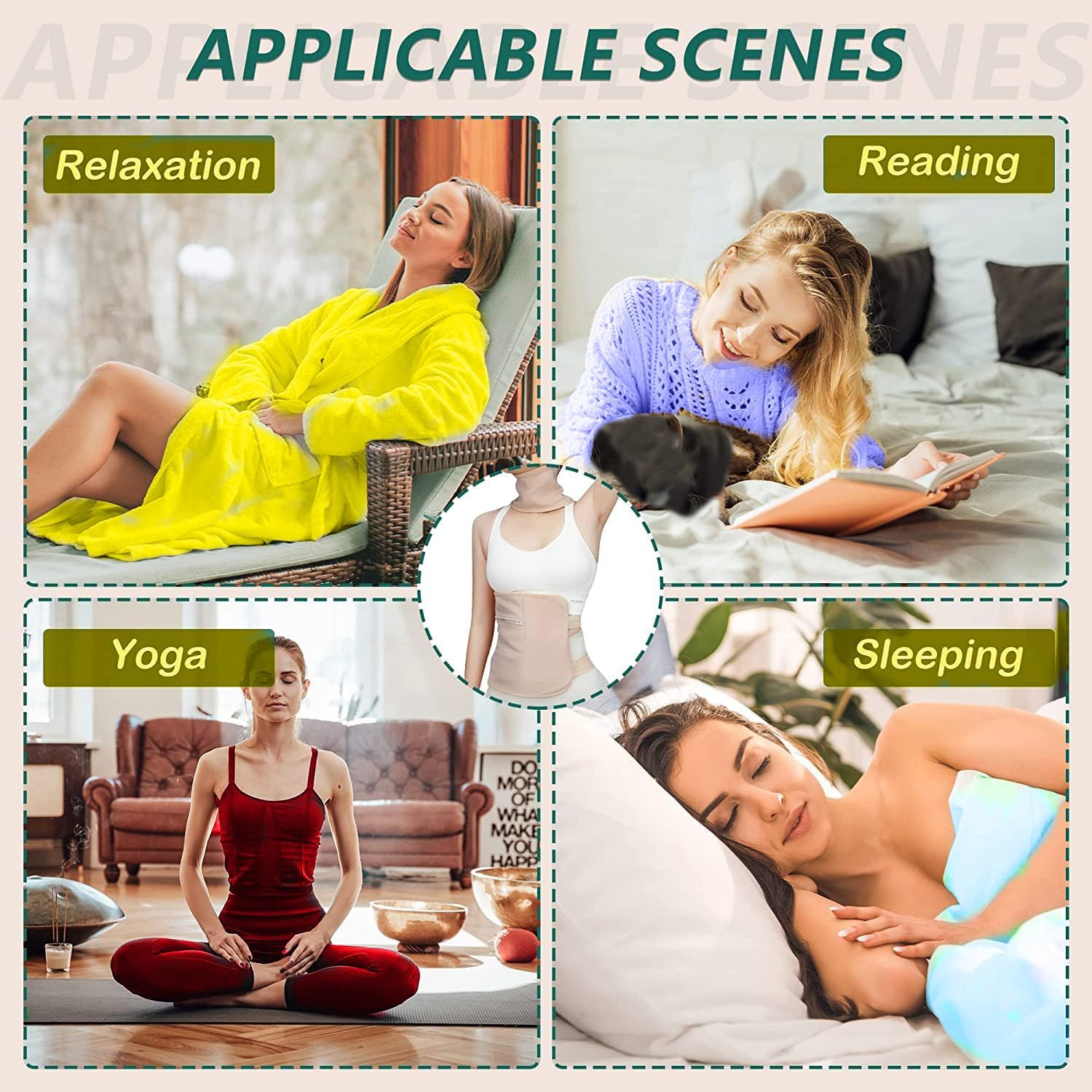 Castor Oil Pack Wrap, Reusable and Washable Organic Cotton Castor Oil Wrap Waist and Neck, with Adjustable Straps for Liver, Stomach, Constipation, Comfortable Fit for Women and Men (Without Oil) image number 4