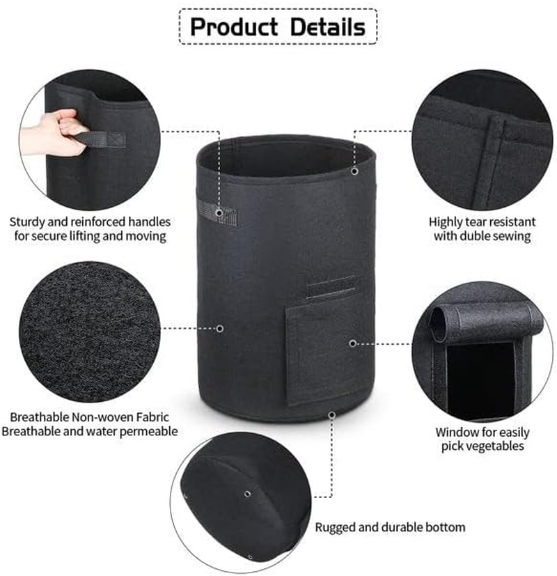 AIMALL 7/10 Gallon Potato Grow Planter Container Bag Pouch Root Plant Growing Pot Side Window - Root Vegetable Growing Pouch for Garden & Patio image number 7