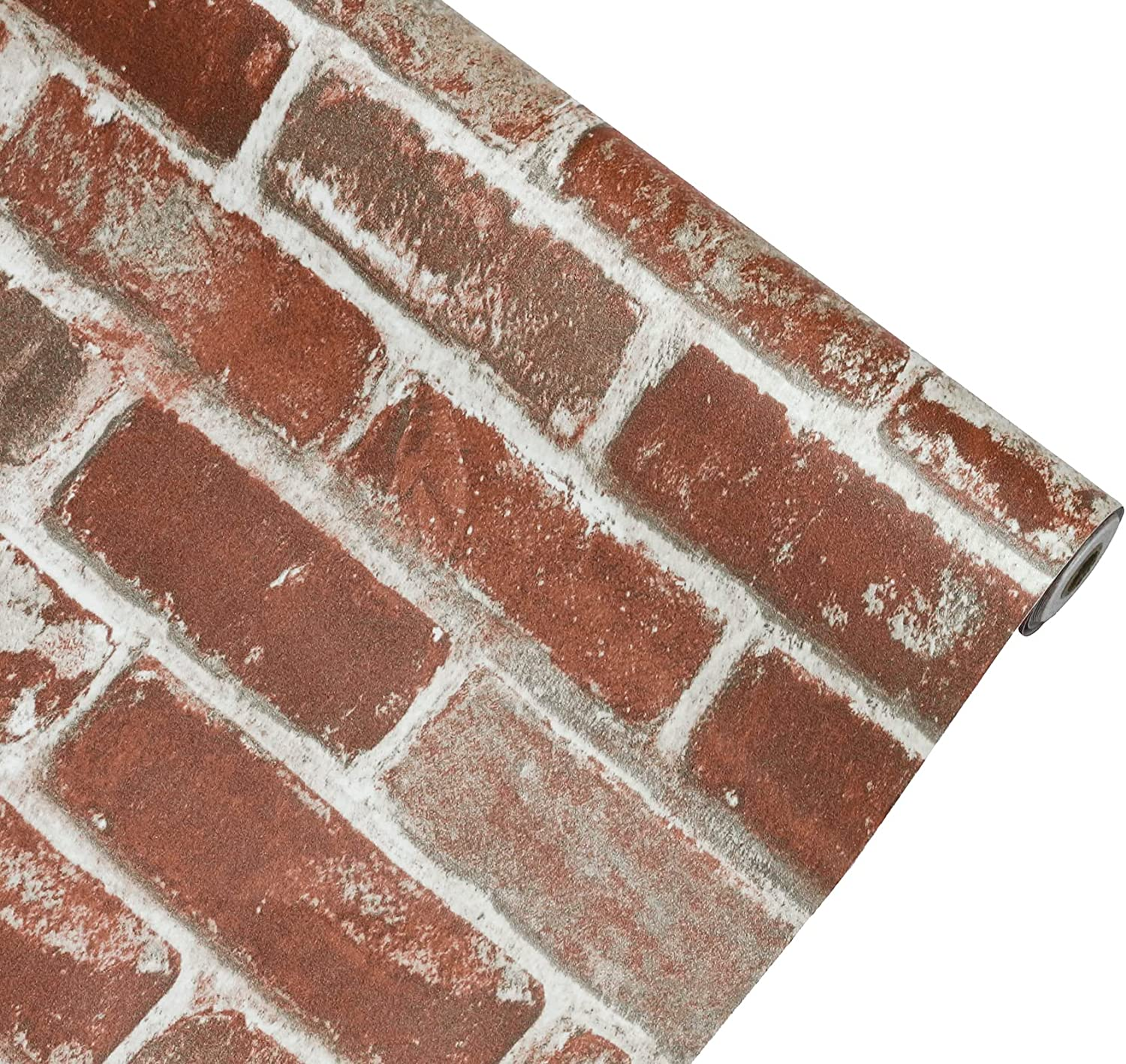 Hopeak Red Brick Wallpaper Self-Adhesive Peel and Stick Wallpaper Waterproof and Removable Good for Home Decoration and Furniture Renovation 17.5 X 394 Inches image number 3
