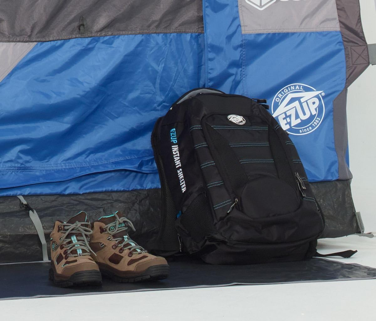 E-Z up Camping Cube 6.4, Converts 10' Straight Leg Canopy into Camping Tent, Royal Blue - Splash image number 3