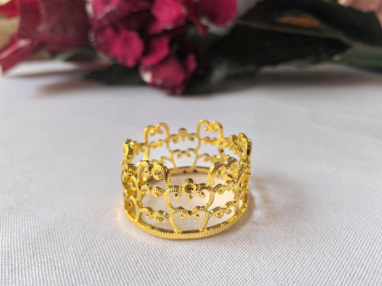 Crown Design Napkin Rings - 12Pcs round Table Decor Holder for Dinner Party, Christmas, Dining Table (GOLD-C24) image number 5