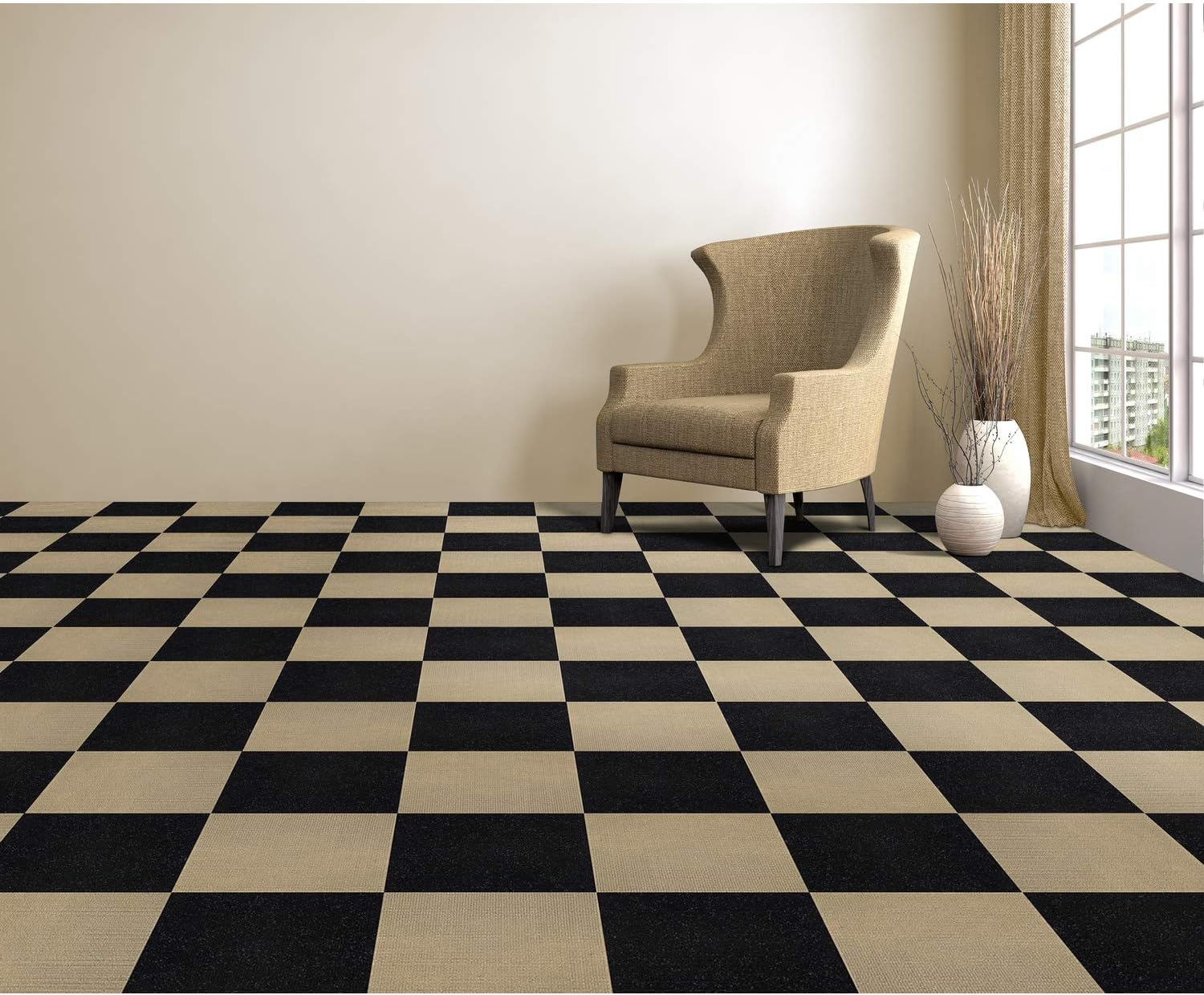 Achim Home Furnishings NXCRPTJT12 Nexus Jet 12 Inch X 12 Inch Self Adhesive Carpet Floor Tile, 12 Tiles/12 Sq'.