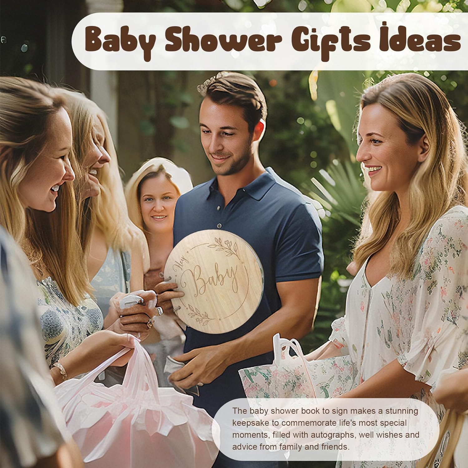 80 Pages Baby Shower Guest Book, Wooden Baby Shower Book Registry for Guest Check-In, Blessings for the Baby and Advice for New Parents and Moms-To-Be image number 2