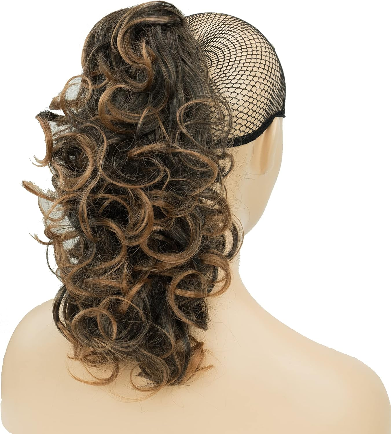 IMISSU Messy Curly Hair Short Claw Ponytail Hair Extensions Pony Tail Clip in Hairpieces (Black Ombre Copper) image number 1