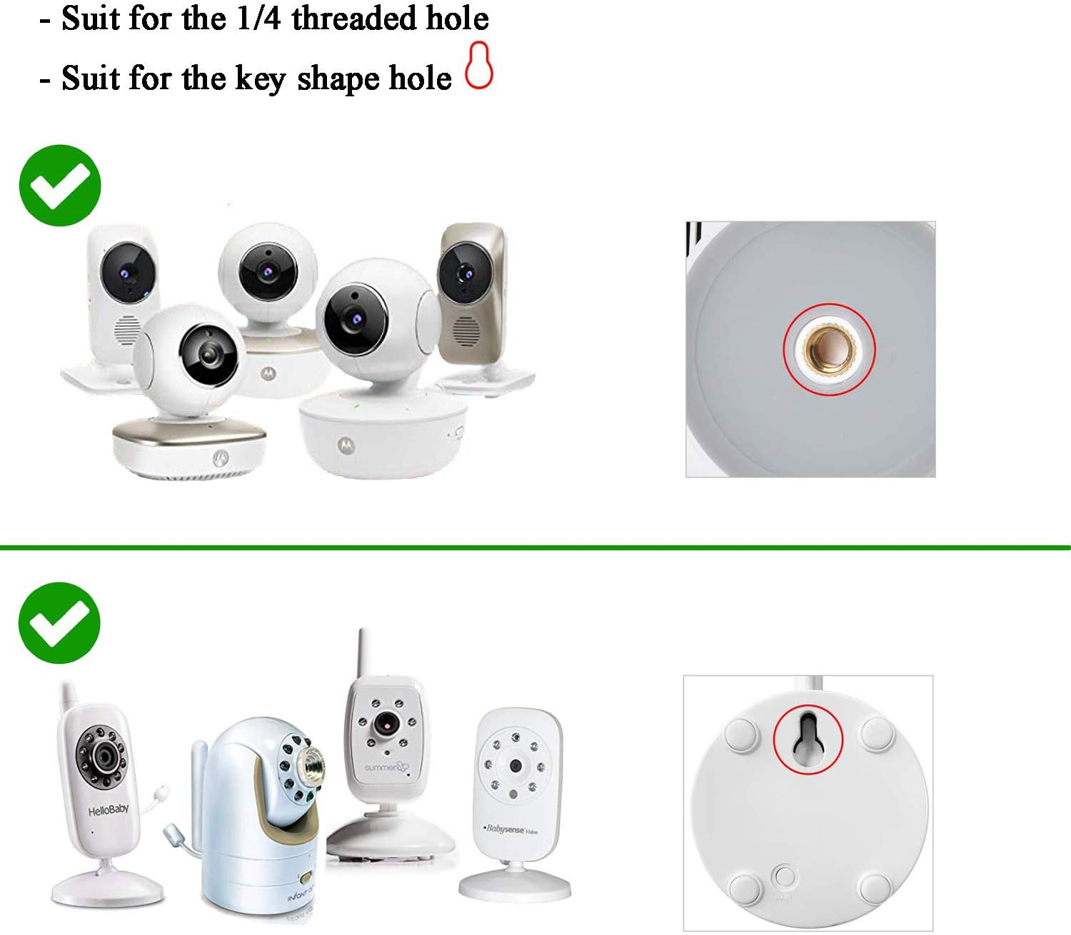 2 Pack-Adjustable Angle Wall Mount for Baby Monitor for Motorola, VAVA, Arlo, Hellobaby, Babysense Monitor, Easy Installation - Wall Mount Only image number 6