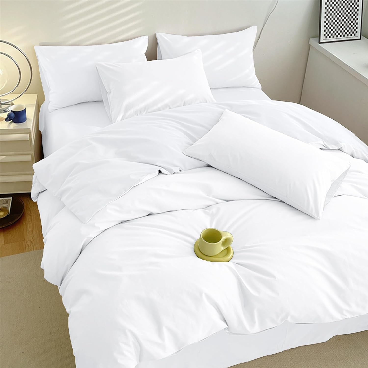 DPEAN Duvet Cover Set, Bedding Cover Set, Washing, Wrinkle Treatment, Washable, Soft, Western and Japanese Style, Duvet Cover, Fitted Sheet, Pillowcase, Absorbent and Quick Drying, Washable image number 5