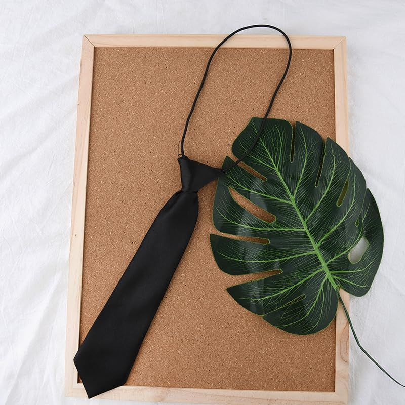 Red Green Black Neck Tie for Boys - Soft Adjustable Necktie for Kids Graduation Uniform - Clip-On