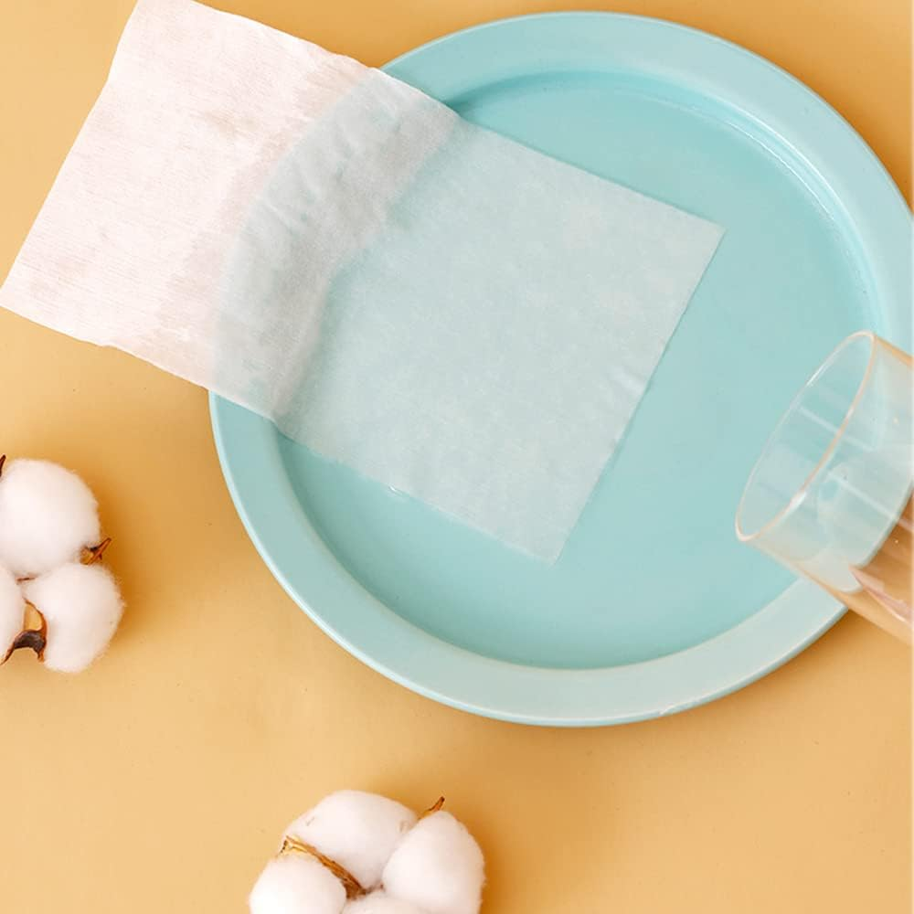 2Packs Cotton Wipe; Soft Safe Non Allergenic Baby Care Tissue, Absorbent Wipes for Washing Face Eye Makeup Remover and Nail Polish，Wet/Dry Disposable Use Facial Wipe (Plain, 20X15Cm)