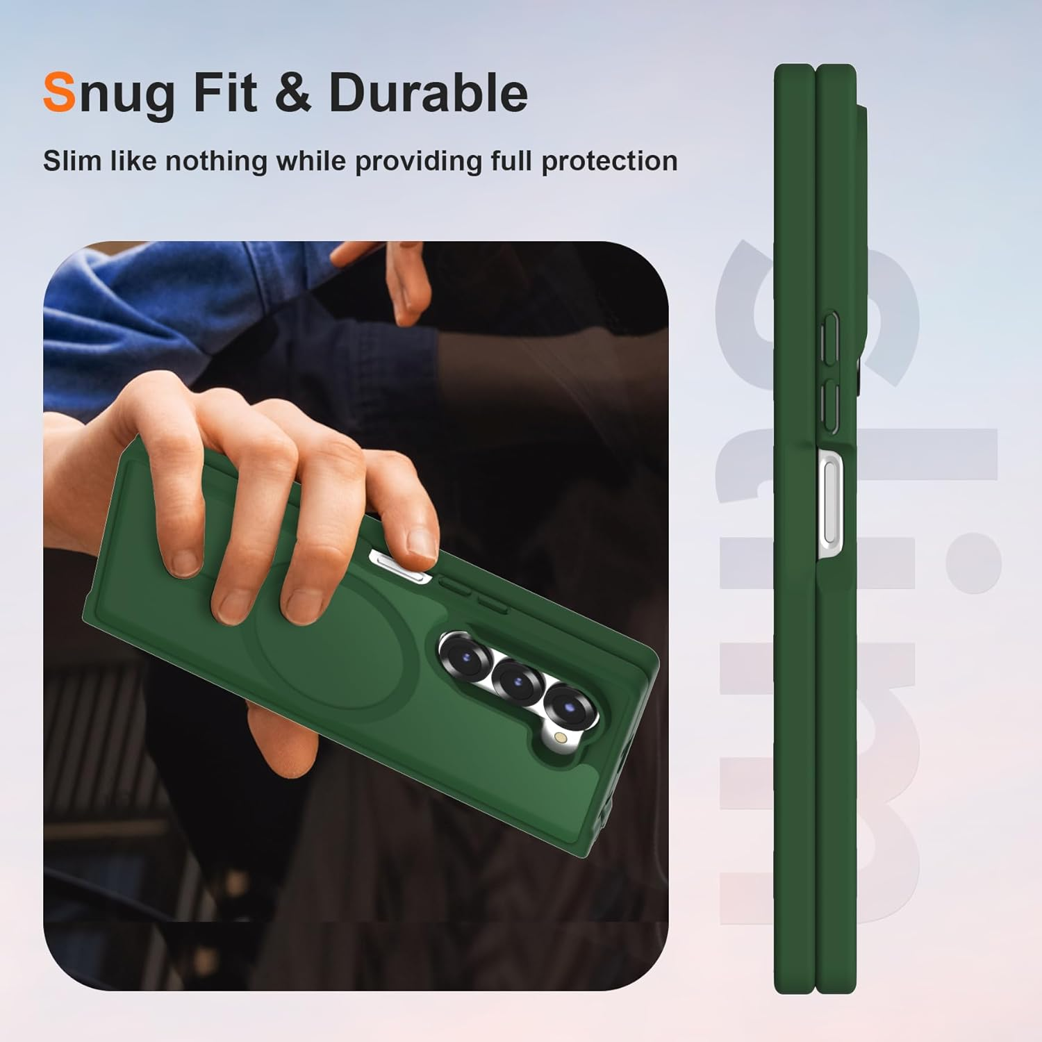 ORETECH Magnetic Shockproof for Samsung Galaxy Z Fold 6 Case, Samsung Z Fold 6 Cover, Compatible with Magsafe, Translucent Ultra Thin Anti-Scratch Flexible TPU Bumper Z Fold 6 Case-Green image number 5