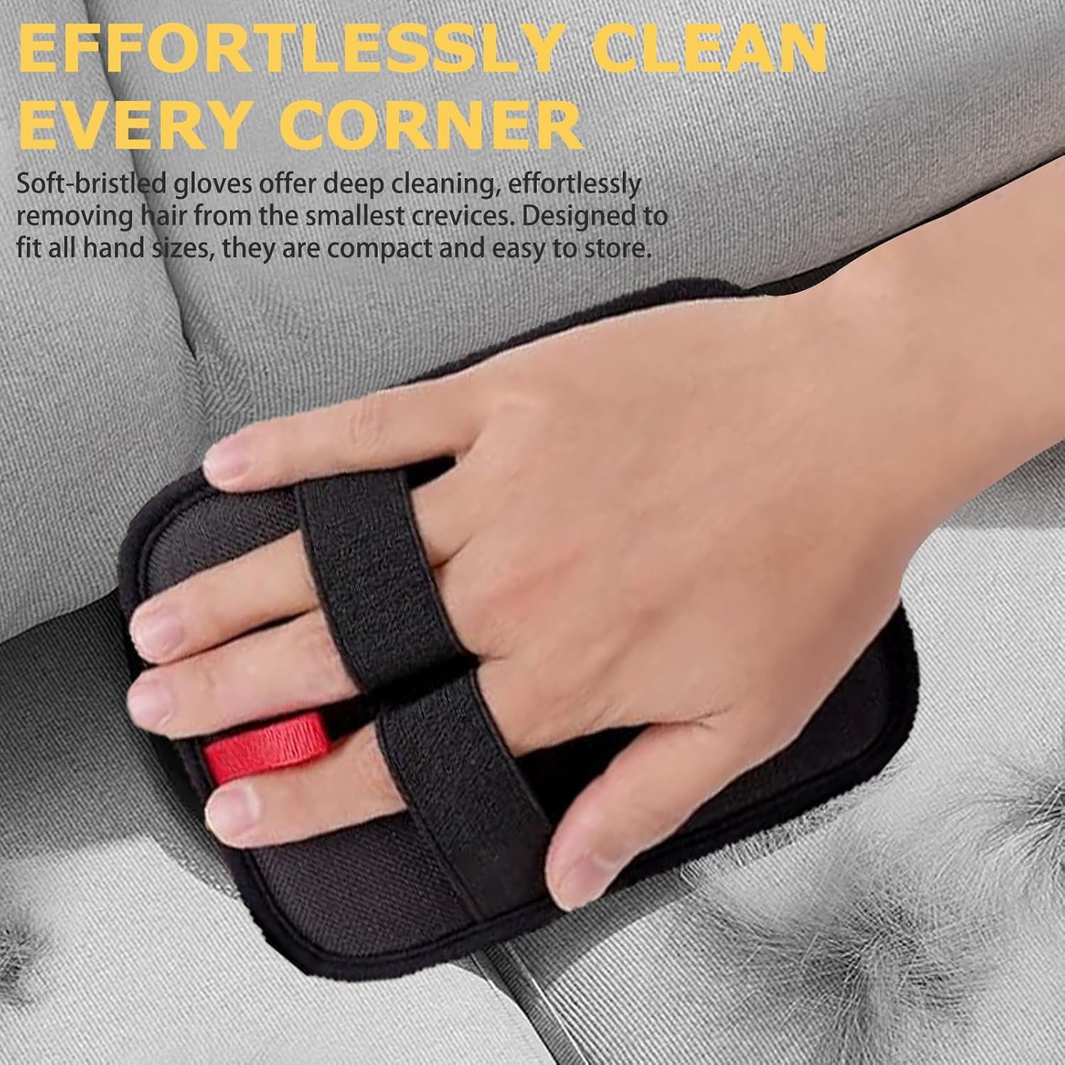 KATOZOO Pet Hair Removal Glove Brush - Reusable Grooming Tool for Cats and Dogs, Furniture, Carpets, Cat Beds and More - Improved Static Fur Remover (Pack of 1) image number 2