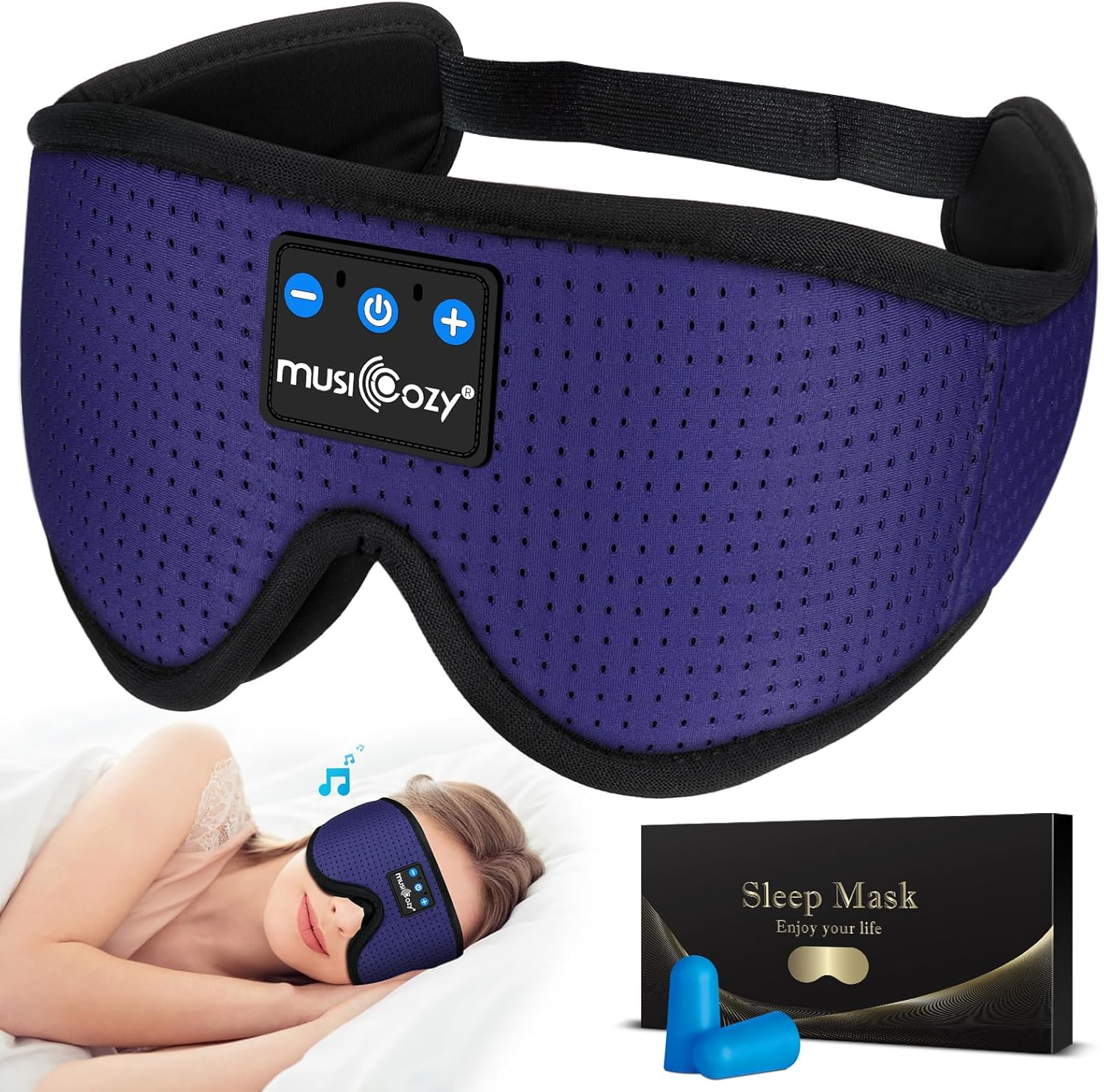 MUSICOZY Sleep Headphones Breathable Bluetooth 5.2 Headband 3D Sleeping Headphones, Wireless Music Eye Mask Sleep Earbuds for Side Sleepers Women Mom Cool Tech Gadgets Unique Gifts