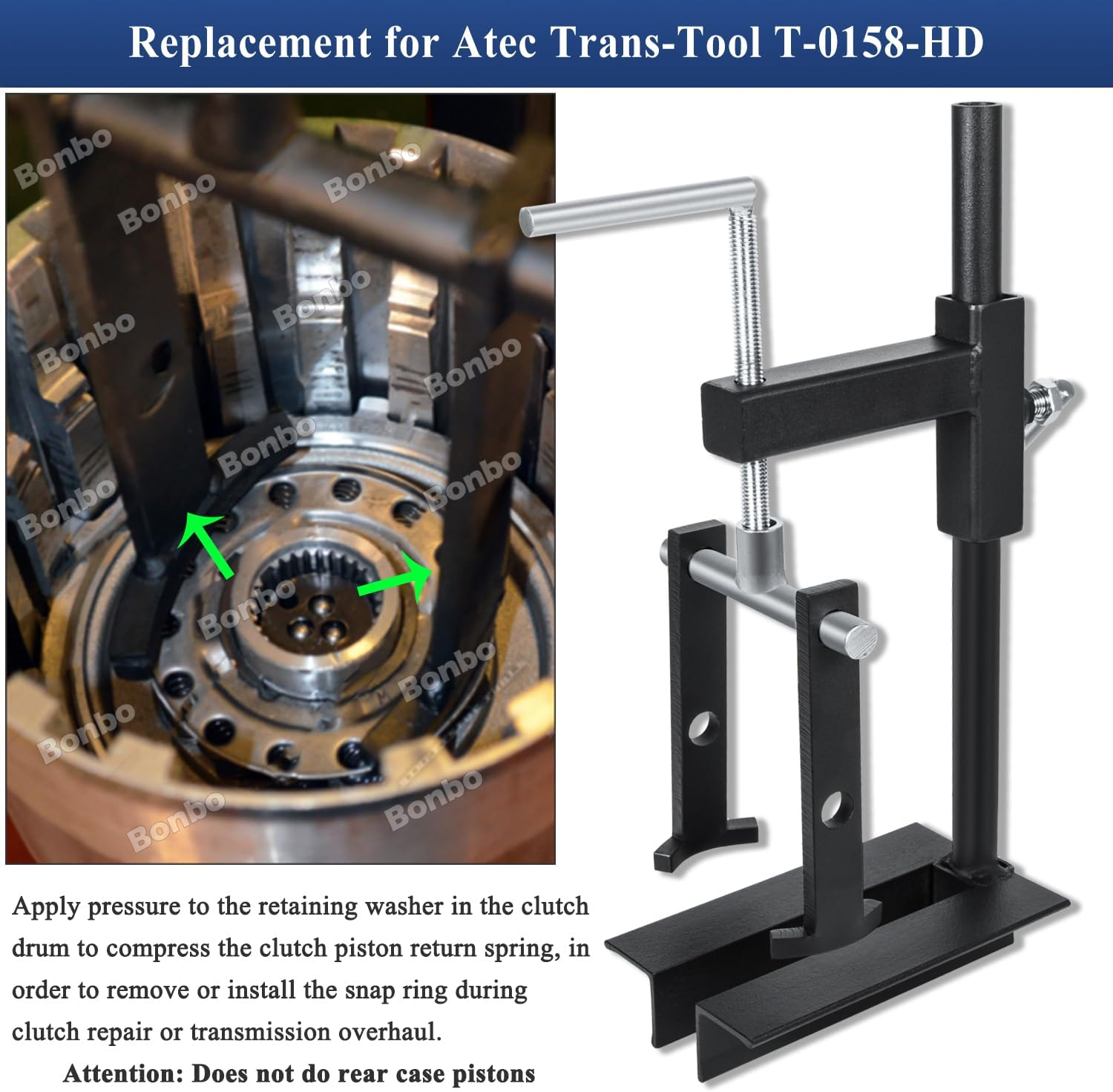 Bonbo T-0158 Universal Clutch Drum Spring Compressor Transmission Tool Heavy Duty Steel image number 4