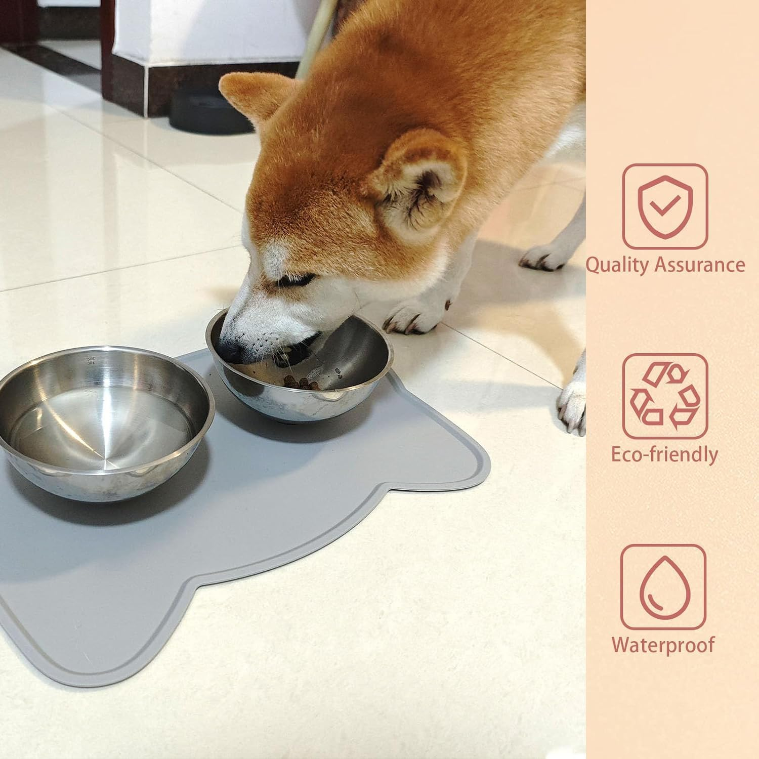 Lxcshljx 2Pcs Pet Feeding Mat, Silicone Cat Food Mat, 24*44 Cm Floor Non-Slip Dog Food Mat, Waterproof Pet Water Bowl Tray Cushion with Raised Edge, Pet Placemat to Prevent Food Spills, Water Runoff image number 4