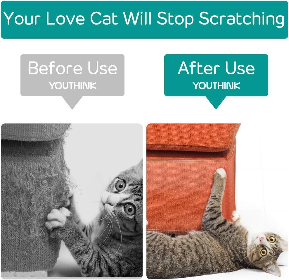 Ejoyous Cat Scratch Protection Self-Adhesive Scratch Protection Film for Sofa Furniture Sofa Scratch Protection Pad with 40 Pads Nails for Cat Lovers and Furniture Owners 4 Pieces M/L Code image number 1