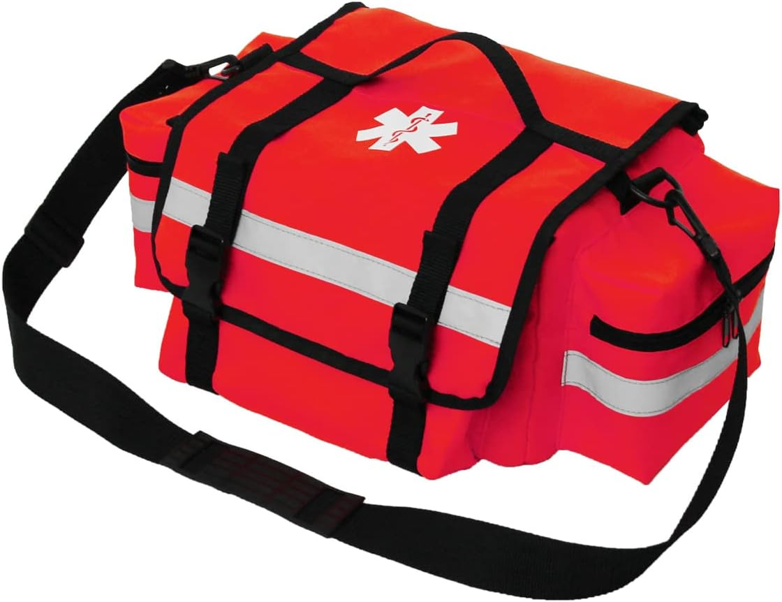 First Aid Bag Empty,First Responder Emergency Bag,Ems EMT Trauma Bag Empty,Medical Bag with Reflective Strips,Great for Rescue Squads,Lifeguard,Firefighter(Red) image number 4