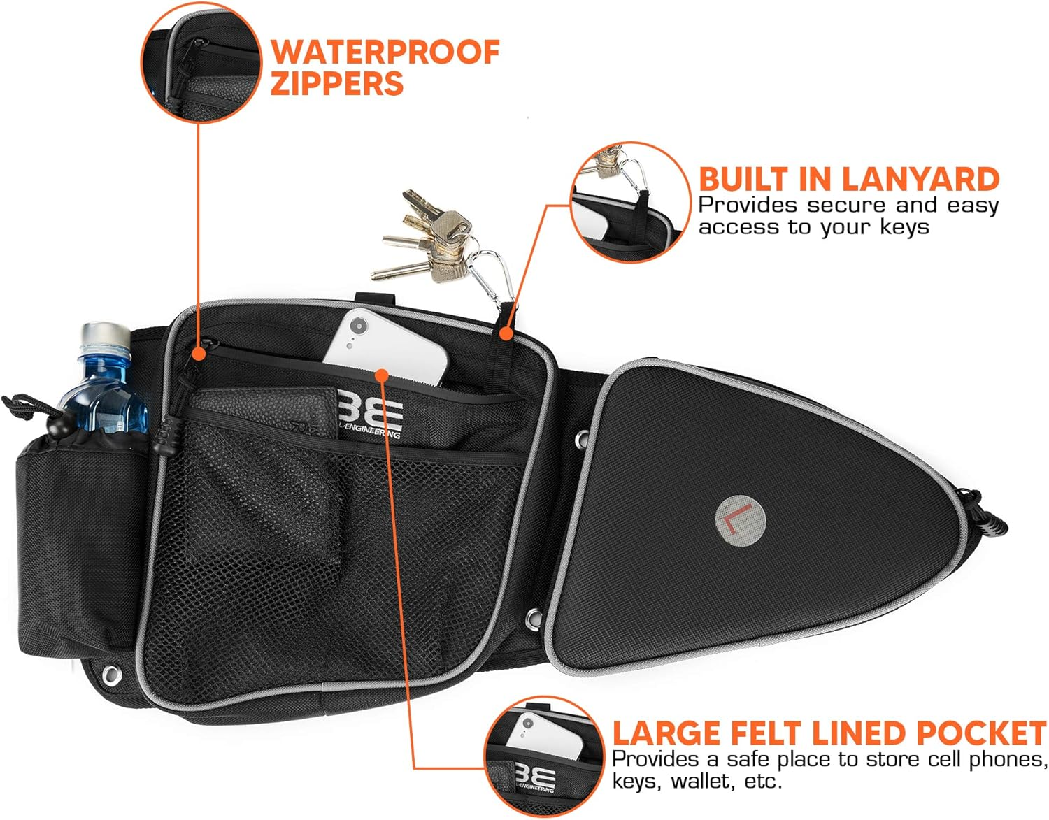 Side Door Bags, Premium Offroad Front Door Side Storage Bag Set W/Knee Pad, Fits 2014-2020 Polaris RZR XP Turbo Turbo S 1000 S900 image number 2