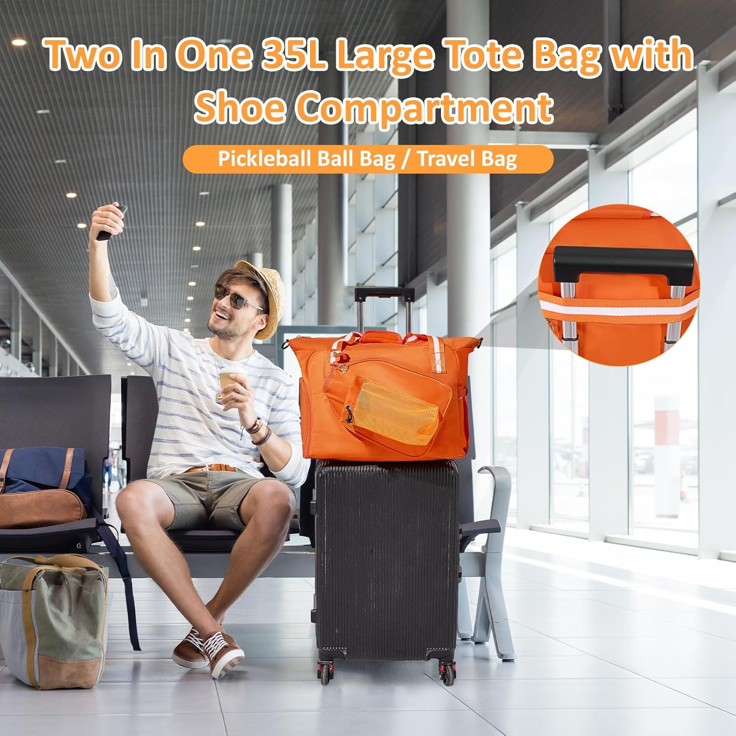 ROYAL MOUNTAIN Pickleball Bag for Women Men,Pickleball Tote Bag with Shoe Compartment image number 4