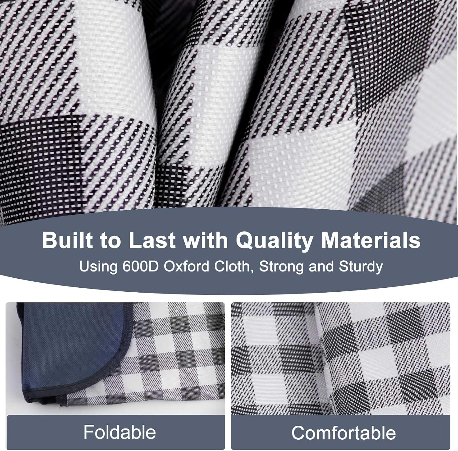 Extra Large Picnic Blanket Waterproof - Outdoor Picnic Rug for Family and Friends, Beach Mat Blanket Sandproof, Foldable Picnic Mat for Park, Grass, Camping, Beach, and Gift (200X200Cm) image number 1