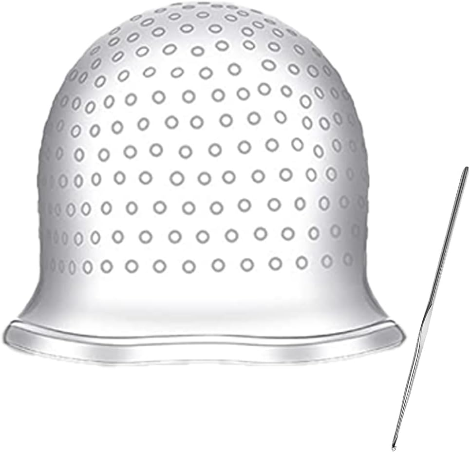Silicone Highlight Cap, Highlight Cap, Reusable Salon Hairdressing Cap, Highlight Hair Cap, Salon Hair Dye Cap for Women Girls Colouring Hair, with Metal Hooks, White image number 5
