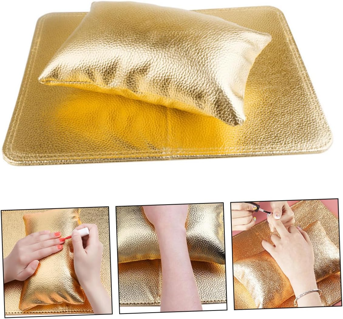 DONFAMDS Comfortable Nail Pillow Hand Rest Cushion Set Lightweight Sturdy Mat and Arm Rest for Nails Manicure Pedicure Salon and Home Use Stain Resistant Tech Tool - Golden image number 5