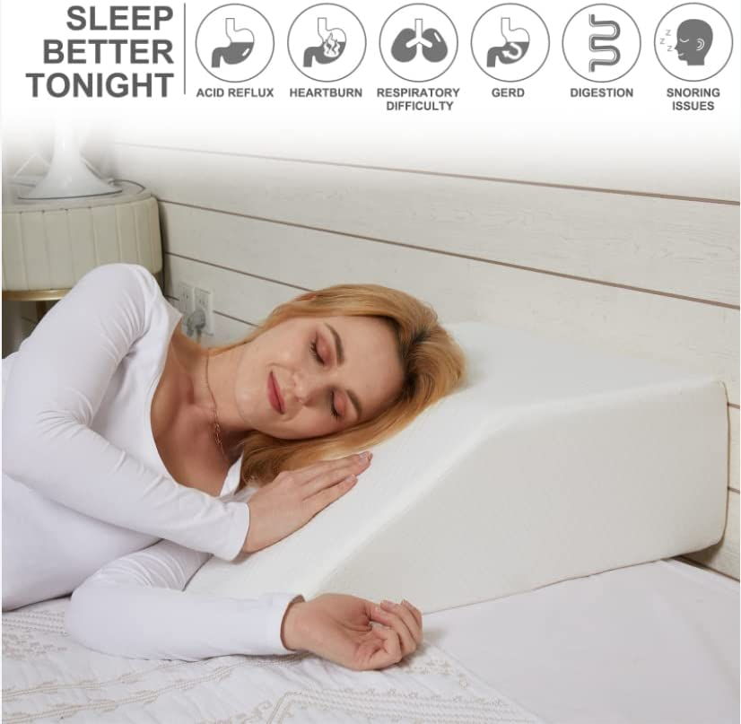 Memory Foam Bed Wedge Leg Elevating Pillow, Leg Pillows for Sleeping, Wedge Pillow to Solve Back Leg Joint Pain,Snoring,Recovery and Reading - Breathable and Washable Cover