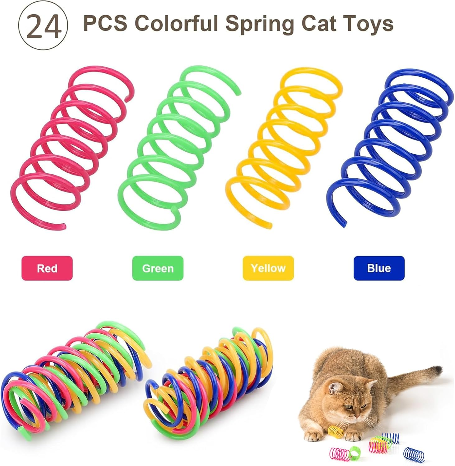 Cat Spring Toy, Spiral Colourful Cat Toy Set, 24 Pieces Cat Toy, Spiral Springs, Spiral Cat Toy, Spring Spiral for Cat, Pets Toy image number 2