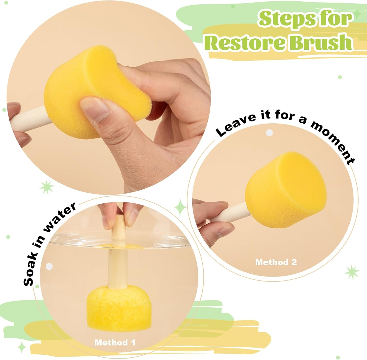 24Pieces Paint Sponges for Kids Assorted Size round Sponge Brushes for Painting Foam Brushes for Painting Paint Tools for Kids image number 4