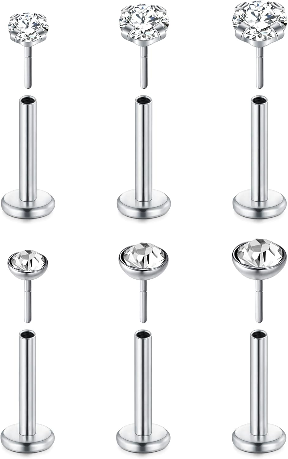 MODRSA Tragus and Helix Piercing Jewelry Flat Back Earrings for Women Forward Helix Cartilage Earring Medusa Lip Rings 16G