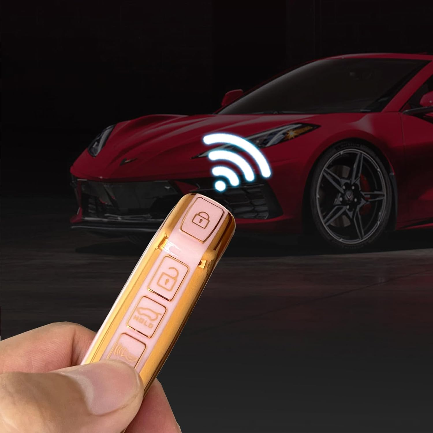 For Kia Key Fob Cover Keyless Remote Smart Key Shell with Keychain Fit for Kia Ceed Cerato Forte NIRO Seltos Sorento Soul Sportage Telluride (Pink) image number 1