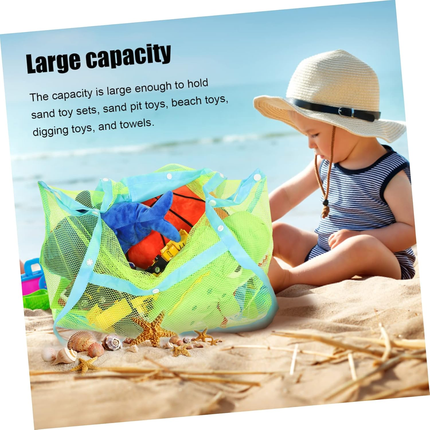 LRXIYODE Large Breathable Mesh Beach Bag for Women Oxford Cloth Tote with Tear Resistant Design Quick Dry Storage for Towels Shoes Swim Gear for Family Travel Camping Amusement Parks