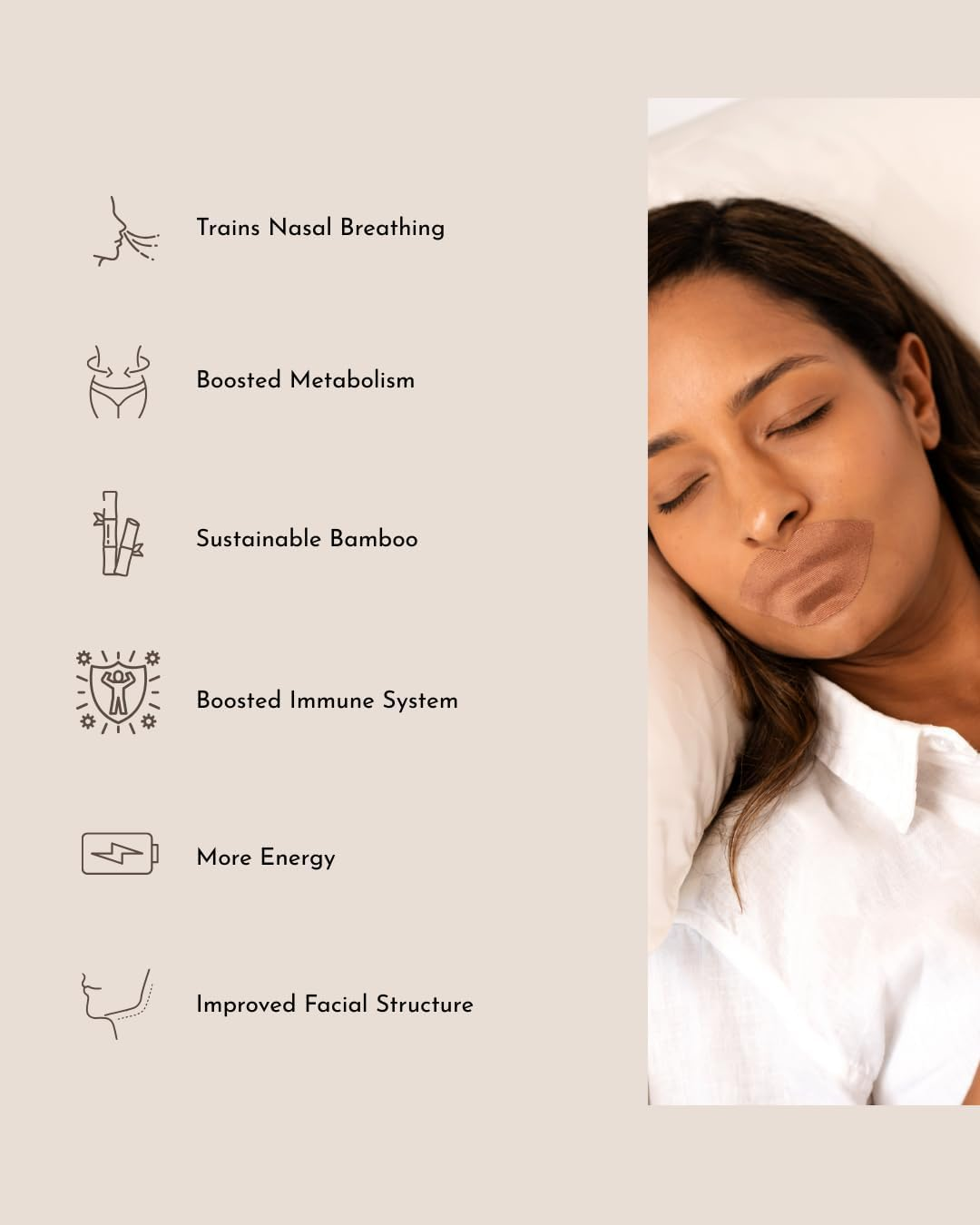 Mouth Tape, 30 Pack Sustainable Bamboo Mouth Tape for Sleeping and Nose Breathing. Medical Grade, Hypoallergenic anti Snoring Solution Sleep Aid