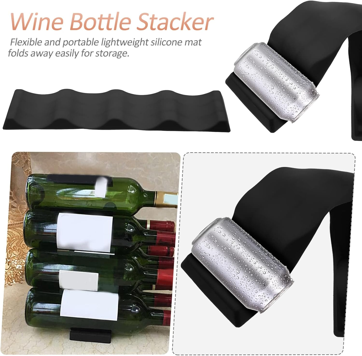 STOBAZA 2Pcs Silicone Wine Bottle Stacker Folding Holder Wine Rack Storage Rack for Kitchen Bar Bottle Stacker Organizer image number 5