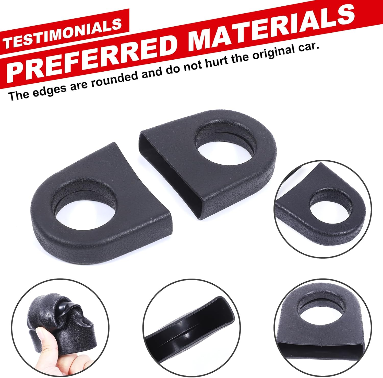 Rear Tow Hook Covers Compatible with Land Rover Defender 90 110 130 2020-2025 Accessories, Rubber Rear Bumper Tow Hook Protector Cover, 2Pcs (Black) - Blue image number 6