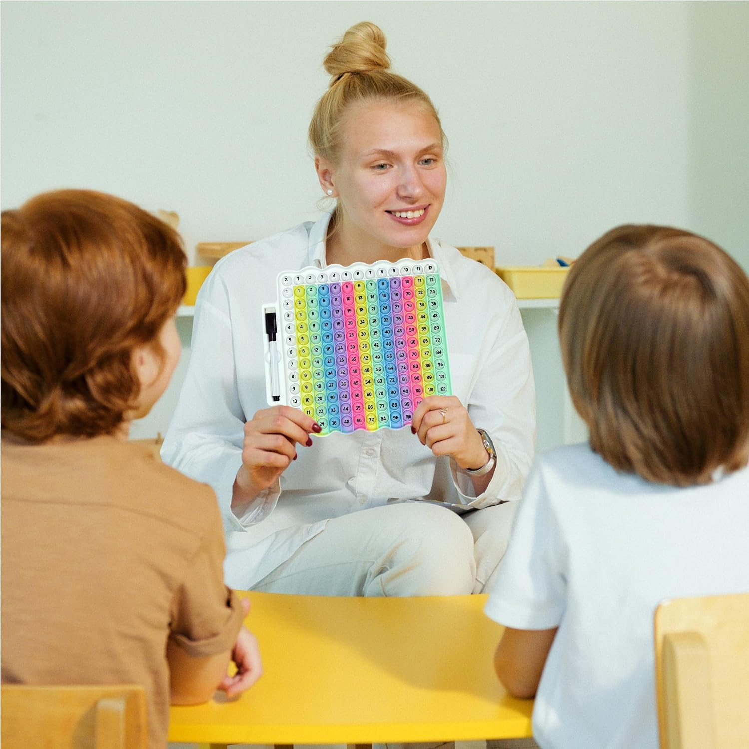 Multiplication Chart Pop It - Multiplication Game Board, Multiplication Pop It Math Games 12X12 Multiplication Table for Kids Learning, Multiplication Machine Times Table (Macaron) image number 1