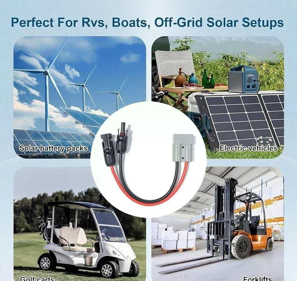 50AMP Anderson Plug to MC4 Solar Panel Cable Adapter Connector &ndash; 30Cm 10AWG Heavy Duty Extension Lead for Caravan, RV, 4WD, Battery, and Solar Systems(30Cm)