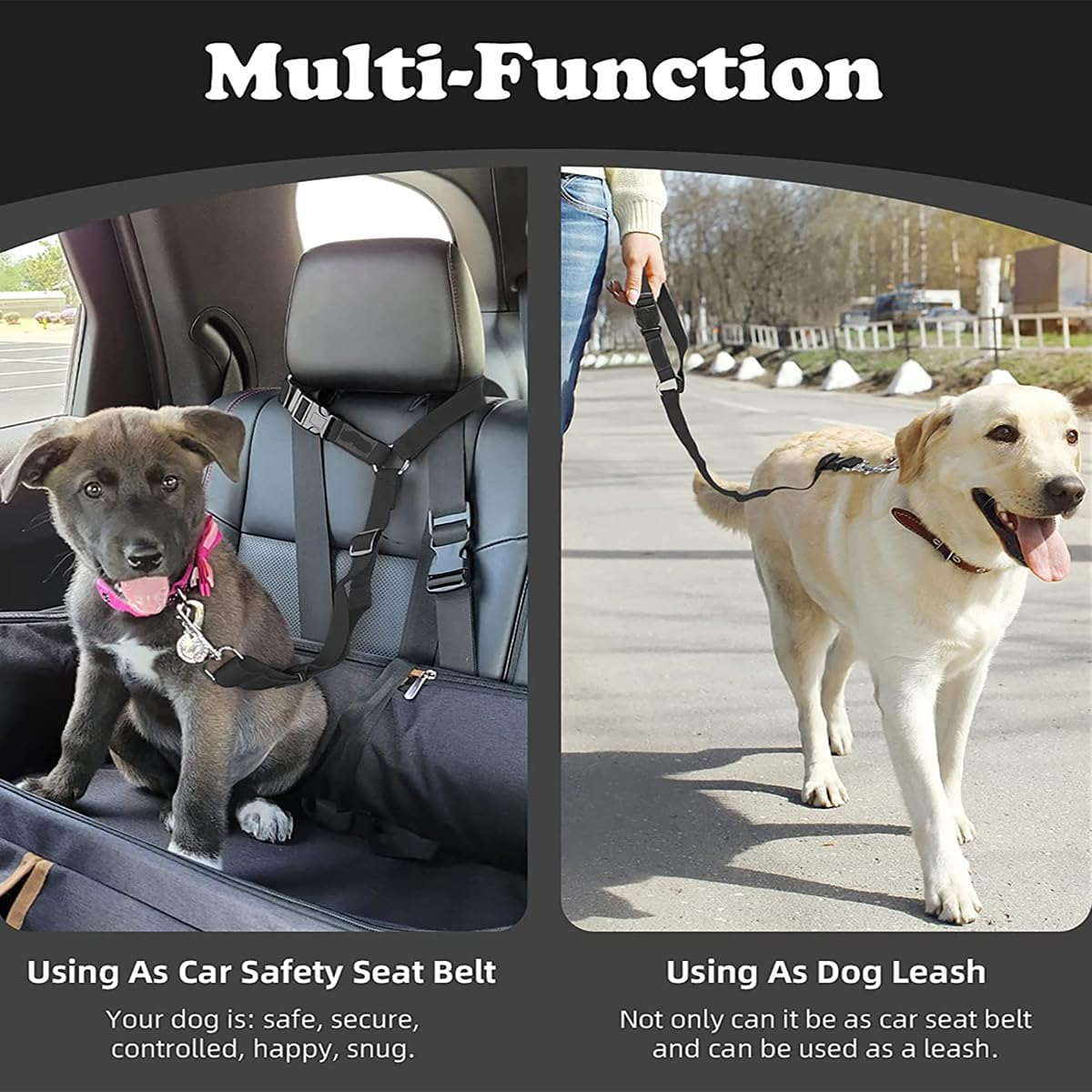1Pc Pet Dog and Cat Seat Adjustable Safety Strap for Pets - Cat and Dog Car Seat Belt with Headrest Attachment(Dark Blue, Black, Red, Sky Blue, Pink & Purple) (Red) - Pink image number 3