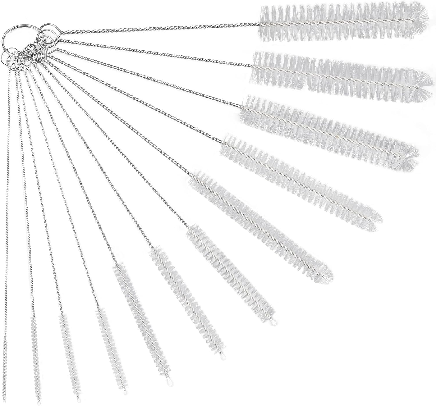 Straw Cleaner Brushes Sets, 12 Pieces 8.2 Inch Botthle Cleaning Brush and Nylon Tube Brush Brush Kit for Sippy Cup, Tumbler, Water Bottle, Drinking Straw (Black)