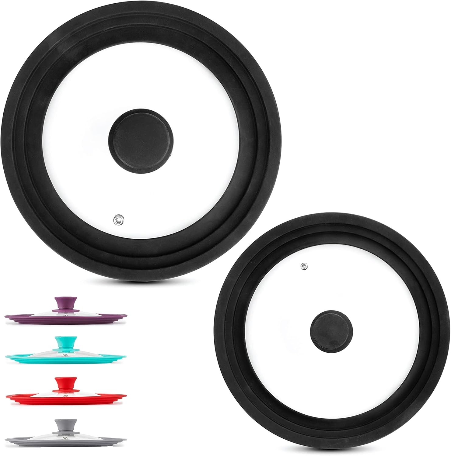 Modern Innovations Universal Lid with Tempered Glass Top for Pots & Pans, Fits 8.25, 9, 10, 11, and 12 Inch Cookware - Large Replacement Frying Pan Cover, Cast Iron Skillet Lids - Stainless Steel