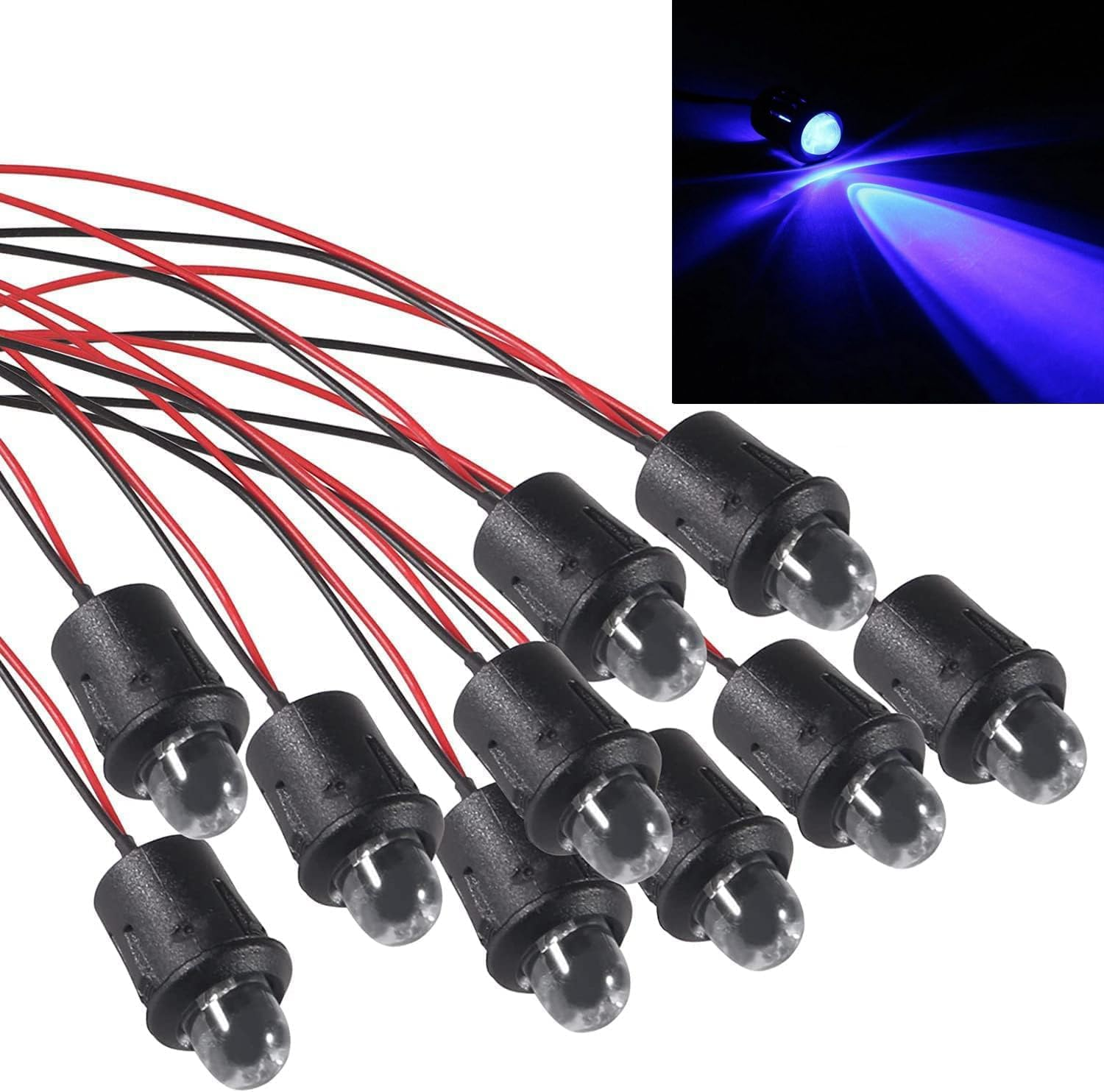 ATNSINC 10Pcs DC 12V LED Diodes 10Mm LED Light Lamp Bulb Prewired Emitting Diodes with Holder for DIY Home Decoration (White)