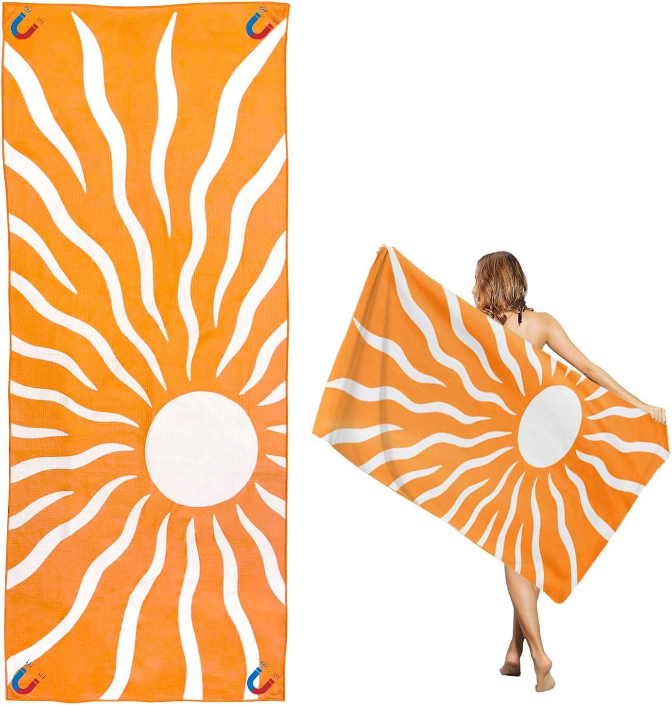 Outdoor Magnetic Bath Towel &ndash; Quick Dry Sandproof Microfibre Beach Towel with Magnetic Closure &ndash; Lightweight, Compact & Sand Free &ndash; Fast Drying Swim, Pool, Travel, Camping & Sports Towel (Blue)