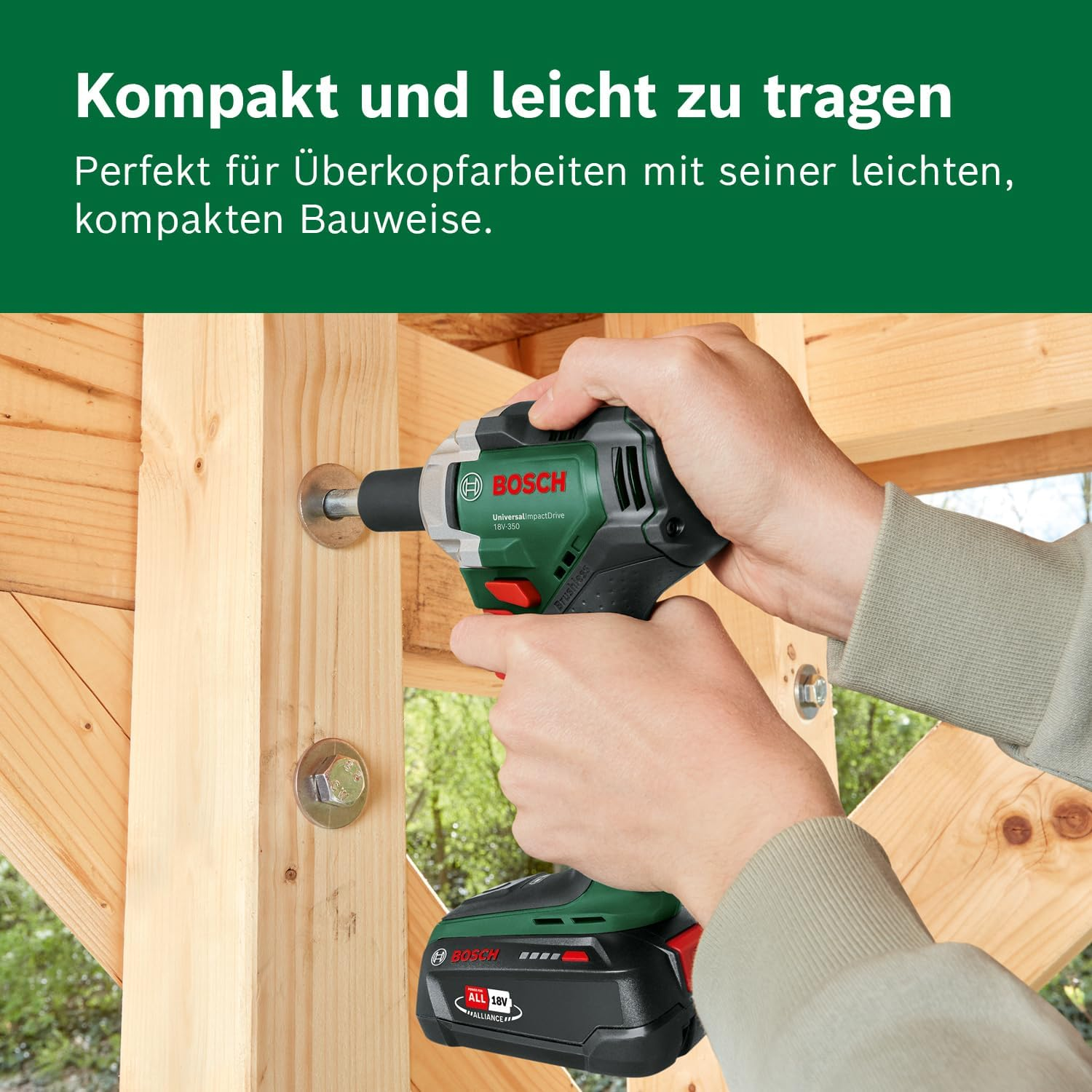 Bosch Cordless Impact Wrench Universalimpactdrive 18V-350 (Powerful Tightening and Construction Fixing; Max. Torque: 350 Nm; Hex Adapter; 18 Bolt System; without Battery) image number 3