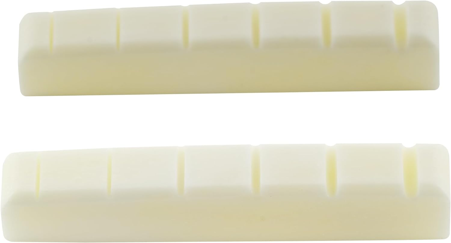 Musiclily Pro 42.95Mm Flat Bottom Slotted Electric and Acoustic Guitar Bone Nut for 6-String Ibanez and PRS, Ivory (Set of 2)
